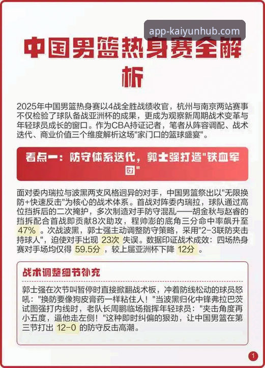 中国男篮杭州热身赛观赛实用指南：从比赛细节看战术与体验